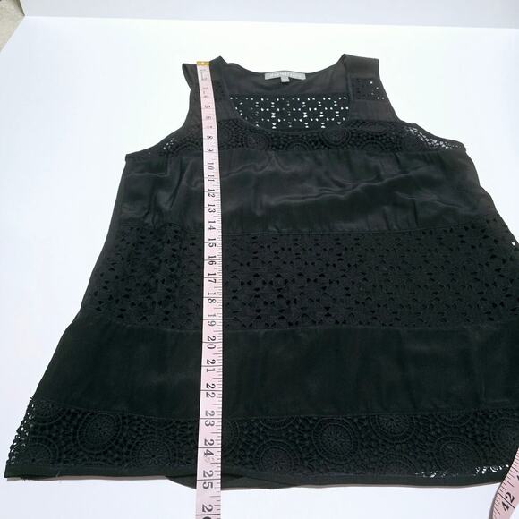 Daniel Rainn Black 100%Silk Sleeveless Blouse Size M Embroidered Lined Boho Chic - Picture 8 of 9